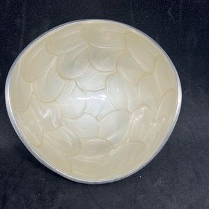 Modern Pewter Bowl in hand painted glazed pearl white. 5x3"